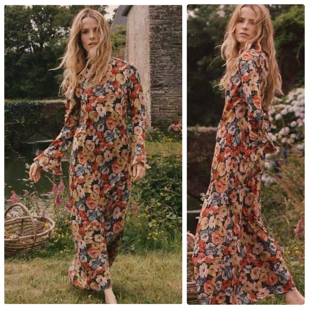 Doen Rare Musetta floral-print silk midi dress Size Large